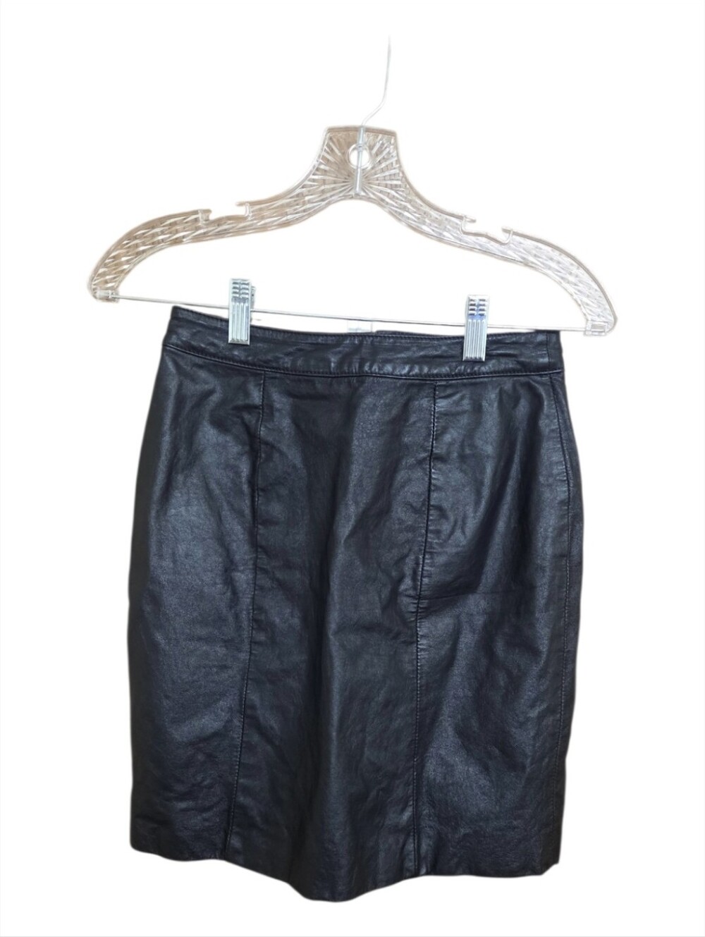 Byrnes & Baker Black Genuine Leather Pencil Skirt Size 6 Made in Korea